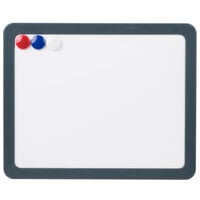 Universal UNV08165 15 7/8" x 12 7/8" White Magnetic Melamine Cubicle Dry Erase Board with Charcoal Plastic Frame and Magnets