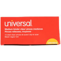 Universal UNV10210 5/8" Capacity Black Medium Binder Clip   - 12/Pack