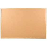 Universal UNV43603 24 inch x 36 inch Natural Cork Board with Oak Frame