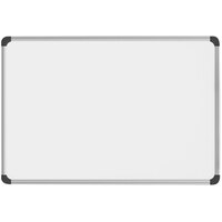 Universal UNV43735 72 inch x 48 inch White Magnetic Steel Dry Erase Board with Aluminum Frame and Black Plastic Corners