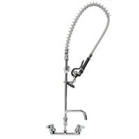 Equip by T&S 5PR-8W08 Wall Mounted 35 3/4 inch High Pre-Rinse Faucet with 8 inch Adjustable Centers, 44 inch Hose, 8 inch Add-On Faucet, and 6 inch Wall Bracket
