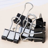 Universal UNV10200 3/8 inch Capacity Black Small Binder Clip - 12/Pack