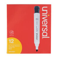 Universal UNV43651 Black Chisel Tip Desk Style Dry Erase Marker - 12/Pack