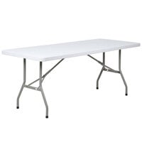 Lancaster Table & Seating 30" x 72" Heavy-Duty Granite White Plastic Folding Table