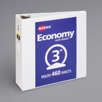 Avery® 05741 White Economy View Binder with 3 inch Round Rings
