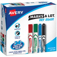 Avery® Assorted Colors Marks-A-Lot® Chisel / Bullet Tip Desk and Pen Style Dry Erase Markers - 24/Box