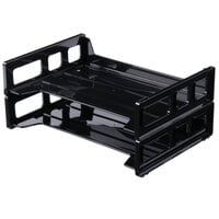 Universal UNV08100 13" x 9" x 2 3/4" Black Side Load Stackable Plastic Desk Tray, Letter - 2/Pack