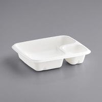 EcoChoice Compostable Sugarcane / Bagasse Large 2 Compartment Nacho / Food Tray - 300/Case