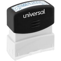 Universal UNV10044 1 11/16 inch x 9/16 inch Blue Pre-Inked Completed Message Stamp