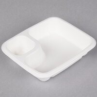 EcoChoice Compostable Sugarcane / Bagasse Large 2 Compartment Nacho / Food Tray - 50/Pack
