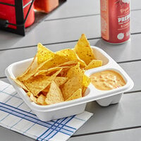 EcoChoice Compostable Sugarcane / Bagasse Large 2 Compartment Nacho / Food Tray - 50/Pack