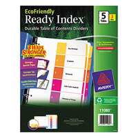 Avery 11080 EcoFriendly Ready Index 5-Tab Multi-Color Table of Contents Divider Set - 3/Pack