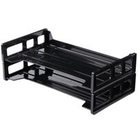 Universal UNV08101 16 1/4" x 9" x 2 3/4" Black Side Load Stackable Plastic Desk Tray, Legal - 2/Pack