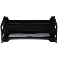 Universal UNV08101 16 1/4 inch x 9 inch x 2 3/4 inch Black Side Load Stackable Plastic Desk Tray, Legal - 2/Pack