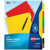 Avery® 23084 8-Tab Heavy-Duty Plastic Multi-Color Dividers with Write-On Labels