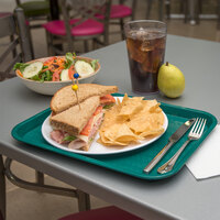 Carlisle CT101415 Cafe 10 inch x 14 inch Teal Standard Plastic Fast Food Tray - 24/Case