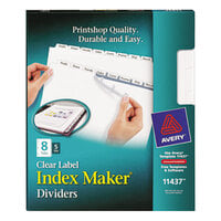 Avery® 11437 Index Maker 8-Tab White Divider Set with Clear Label Strip - 5/Pack