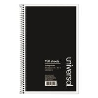 Universal UNV66410 9 1/2 inch x 6 inch Black 3 Subject College Ruled Wirebound Notebook - 120 Sheets