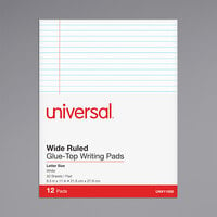 Universal UNV11000 Legal Ruled White Glue Top Writing Pad, Letter   - 12/Pack