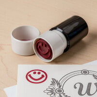 Universal UNV10080 3/4 inch Round Red Pre-Inked Smile Face Stamp