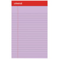 Universal UNV35854 5" x 8" Narrow Rule Orchid Perforated Note Pad - 12/Pack