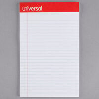 Universal UNV46300 5 inch x 8 inch Narrow Ruled White Perforated Edge Writing Pad - 12/Case