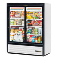 True GDM-41SL-60-HC-LD 47 1/8" White Narrow / Low Profile Convenience Store Merchandiser Refrigerator with Sliding Glass Doors