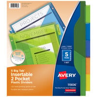 Avery® 11906 Big Tab 2-Pocket 5-Tab Multi-Color Plastic Insertable Tab Dividers