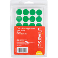 Universal UNV40115 3/4 inch Round Green Color Coding Labels - 1008/Pack
