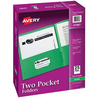 Avery® Letter Size 2-Pocket Green Paper Folder - 25/Box