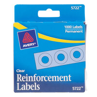 Avery® 5722 1/4 inch Clear Hole Reinforcement Label with Dispenser - 1000/Pack