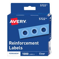 Avery® 5722 1/4" Clear Hole Reinforcement Label with Dispenser - 1000/Pack