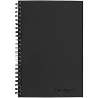 Cambridge 06096 8" x 5" Black Linen Side Bound Guided Business Notebook with QuickNotes - 80 Sheets