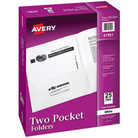 Avery® Letter Size 2-Pocket White Paper Folder - 25/Box