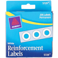 Avery® 5729 1/4" White Hole Reinforcement Label with Dispenser - 200/Pack