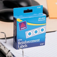 Avery® 5729 1/4 inch White Hole Reinforcement Label with Dispenser - 200/Pack
