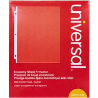 Universal UNV21130 8 1/2" x 11" Clear Economy Weight Top-Load Sheet Protector, Letter   - 100/Pack