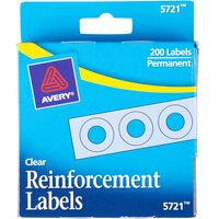 Avery® 5721 1/4" Clear Hole Reinforcement Label with Dispenser - 200/Pack