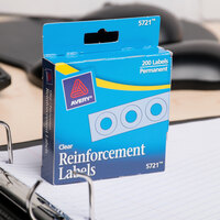 Avery® 5721 1/4 inch Clear Hole Reinforcement Label with Dispenser - 200/Pack