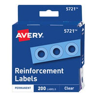 Avery® 5721 1/4" Clear Hole Reinforcement Label with Dispenser - 200/Pack
