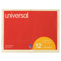Universal UNV35673 4 inch x 6 inch Yellow Lined Self-Stick Note - 12/Pack