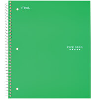 Five Star 72055 Green College Rule 1 Subject Wirebound Notebook, Letter - 100 Sheets
