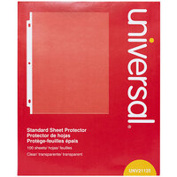 Universal UNV21125 8 1/2 inch x 11 inch Clear Standard Weight Top-Load Sheet Protector, Letter - 100/Pack