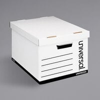 Universal UNV95224 15 inch x 12 inch x 10 1/4 inch White Letter/Legal Sized Heavy Duty Corrugated Fiberboard Storage Box with Lift-Off Lid - 12/Case