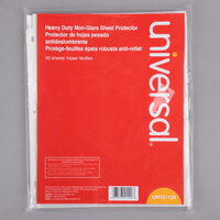 Universal UNV21129 8 1/2" x 11" Clear Heavy Weight Non-Glare Top-Load Sheet Protector, Letter - 50/Pack
