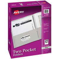 Avery® Letter Size 2-Pocket Gray Paper Folder - 25/Box