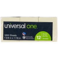 Universal UNV28062 1 1/2 inch x 2 inch Yellow Recycled Sticky Note - 12/Pack
