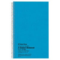 National 33360 9 1/2" x 6" Blue College Rule 3 Subject Wirebound Notebook - 150 Sheets