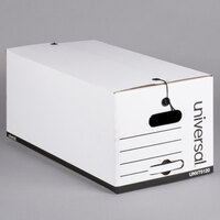 Universal UNV75120 24 inch x 12 inch x 10 inch White Economy Fiberboard Storage Box with Tie Closure   - 12/Case