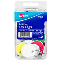 Avery® 11026 1 1/4 inch Metal Rim Assorted Color Card Stock Key Tag - 50/Pack